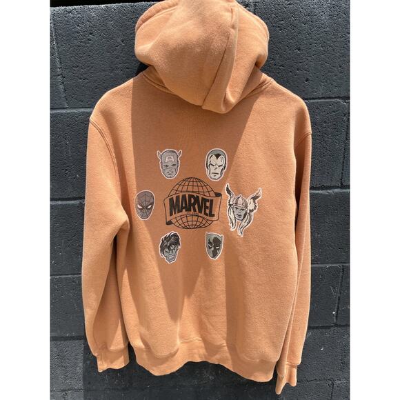 Marvel Hoodie Brown Globe Logo Superheroes Unisex M - Picture 4 of 5
